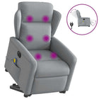 Electric Adjustable Reclining Massage Chair, Fabric, Light Grey