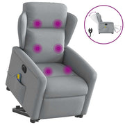 Sta-op massagestoel elektrisch verstelbaar lichtgrijs stof