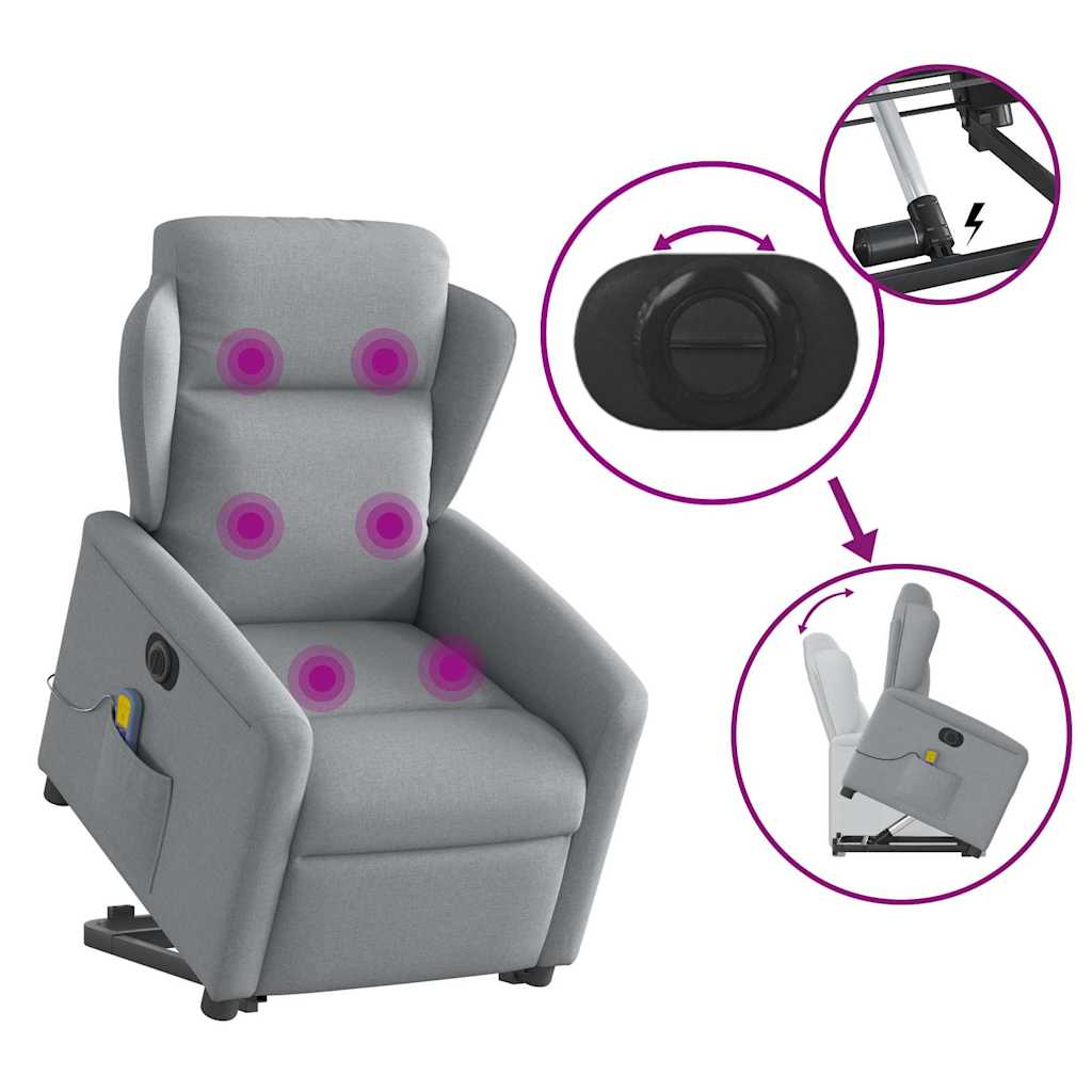 Sta-op-massagestoel elektrisch verstelbaar stof lichtgrijs