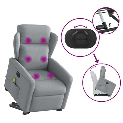 Sta-op-massagestoel elektrisch verstelbaar stof lichtgrijs