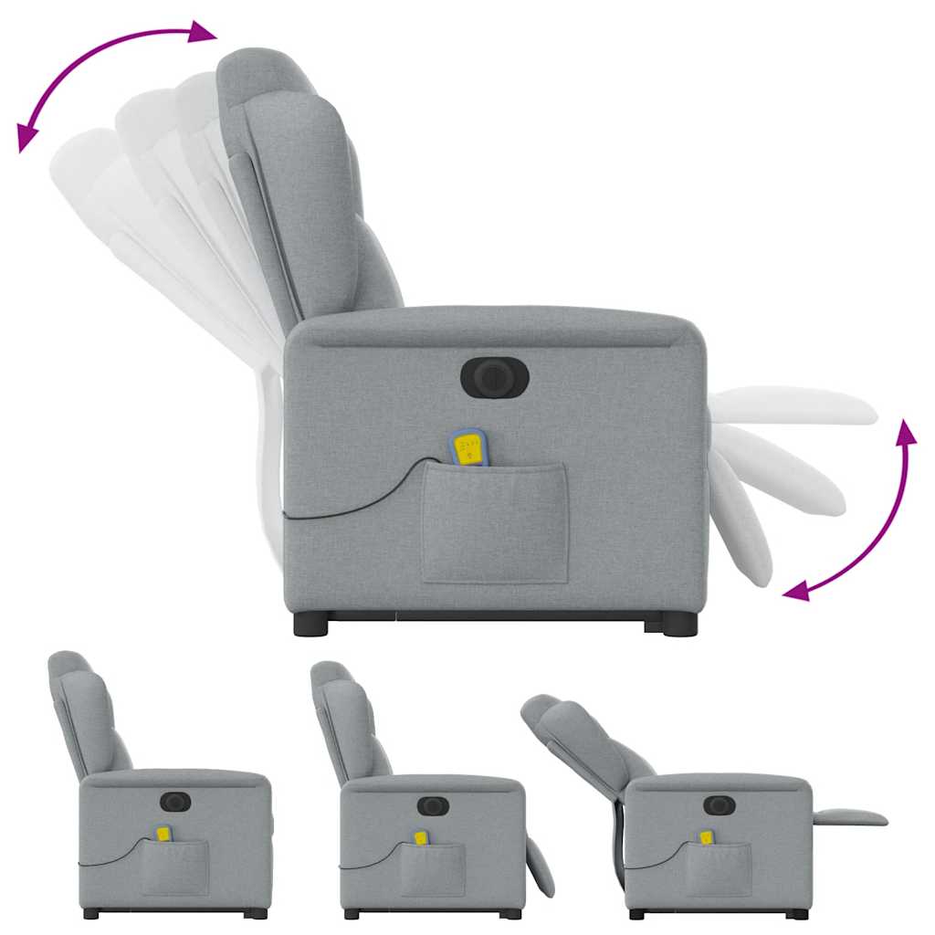 Sta-op-massagestoel elektrisch verstelbaar stof lichtgrijs