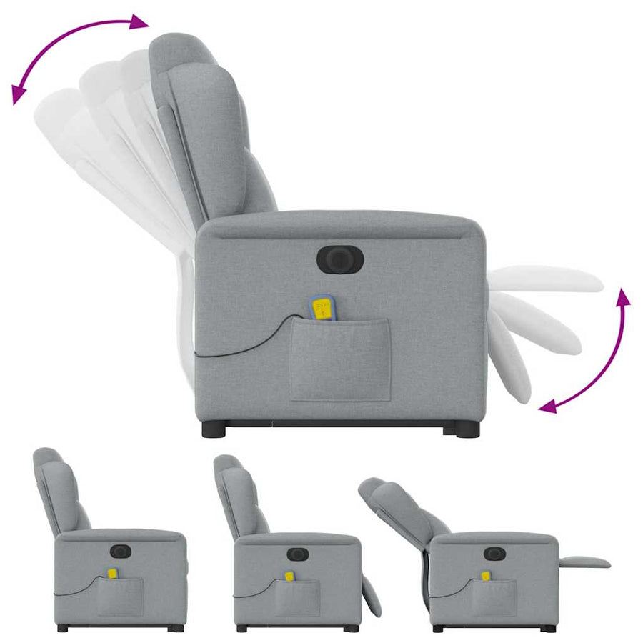Sta-op-massagestoel elektrisch verstelbaar stof lichtgrijs