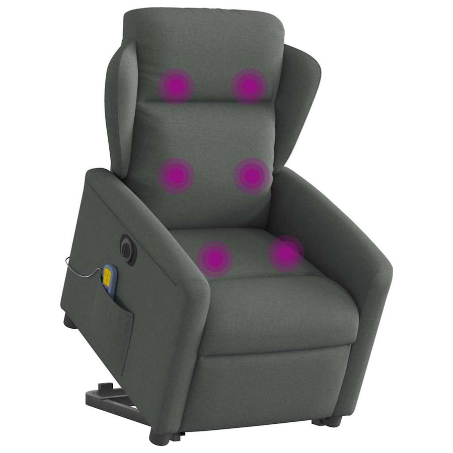 Sta-op-massagestoel elektrisch verstelbaar stof donkergrijs
