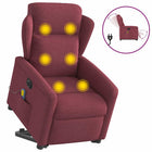 Recliner Massage Chair Electric Adjustable Fabric Wine Red