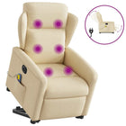Recliner Massage Chair Electric Adjustable Fabric Cream