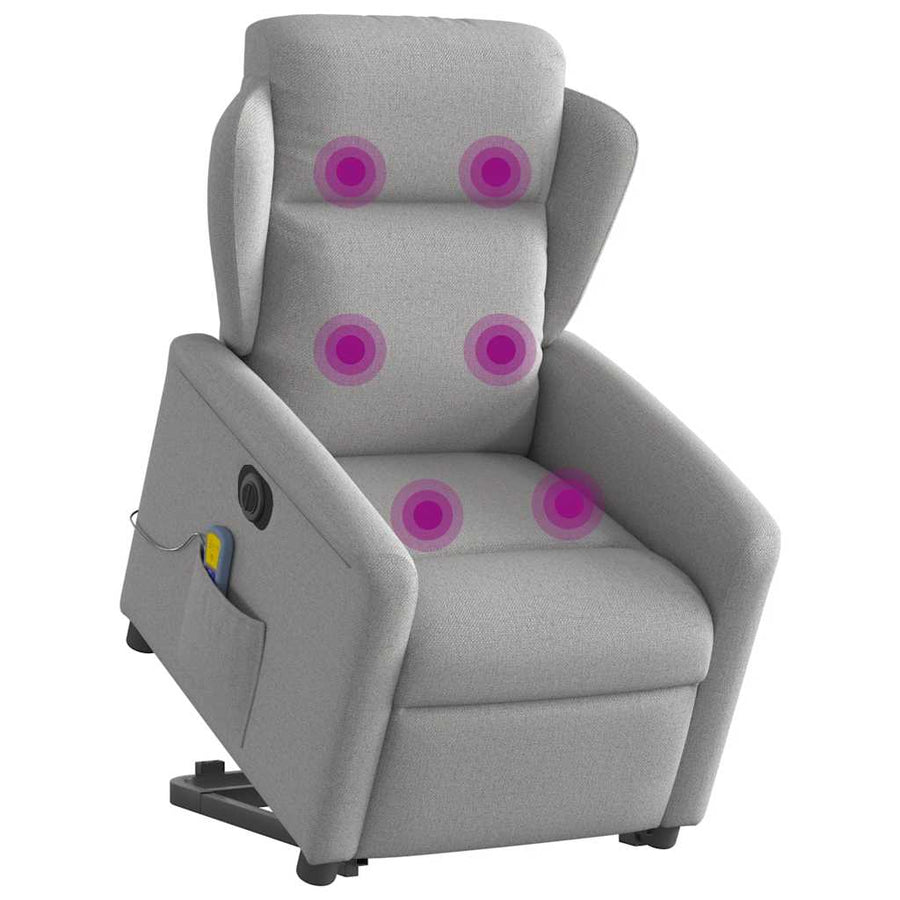 Sta-op-massagestoel elektrisch verstelbaar stof wolk grijs