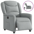 Electrically adjustable armchair, light grey fabric