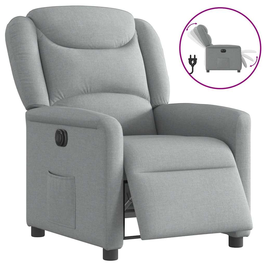 Fauteuil elektrisch verstelbaar stof lichtgrijs