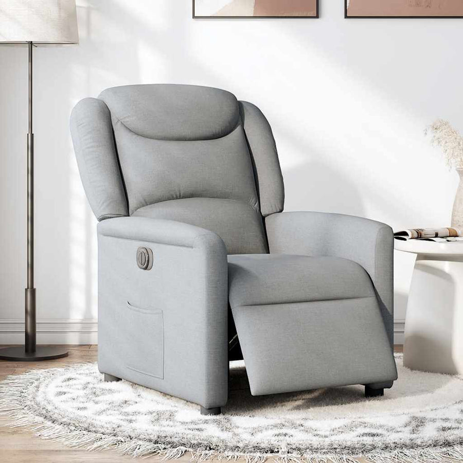 Fauteuil elektrisch verstelbaar stof lichtgrijs