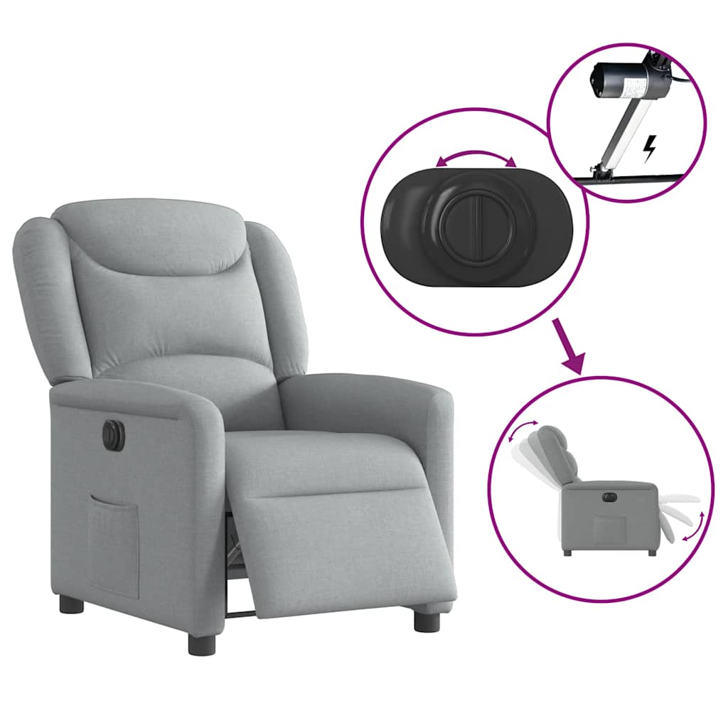 Fauteuil elektrisch verstelbaar stof lichtgrijs
