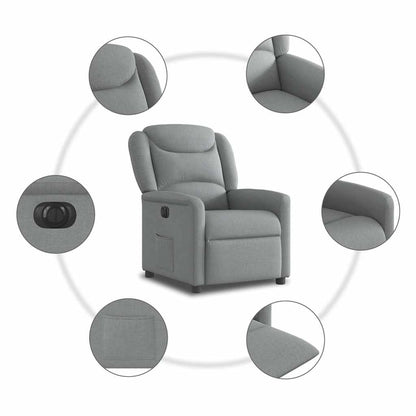 Fauteuil elektrisch verstelbaar stof lichtgrijs