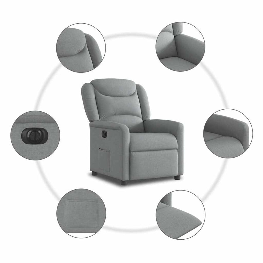 Fauteuil elektrisch verstelbaar stof lichtgrijs