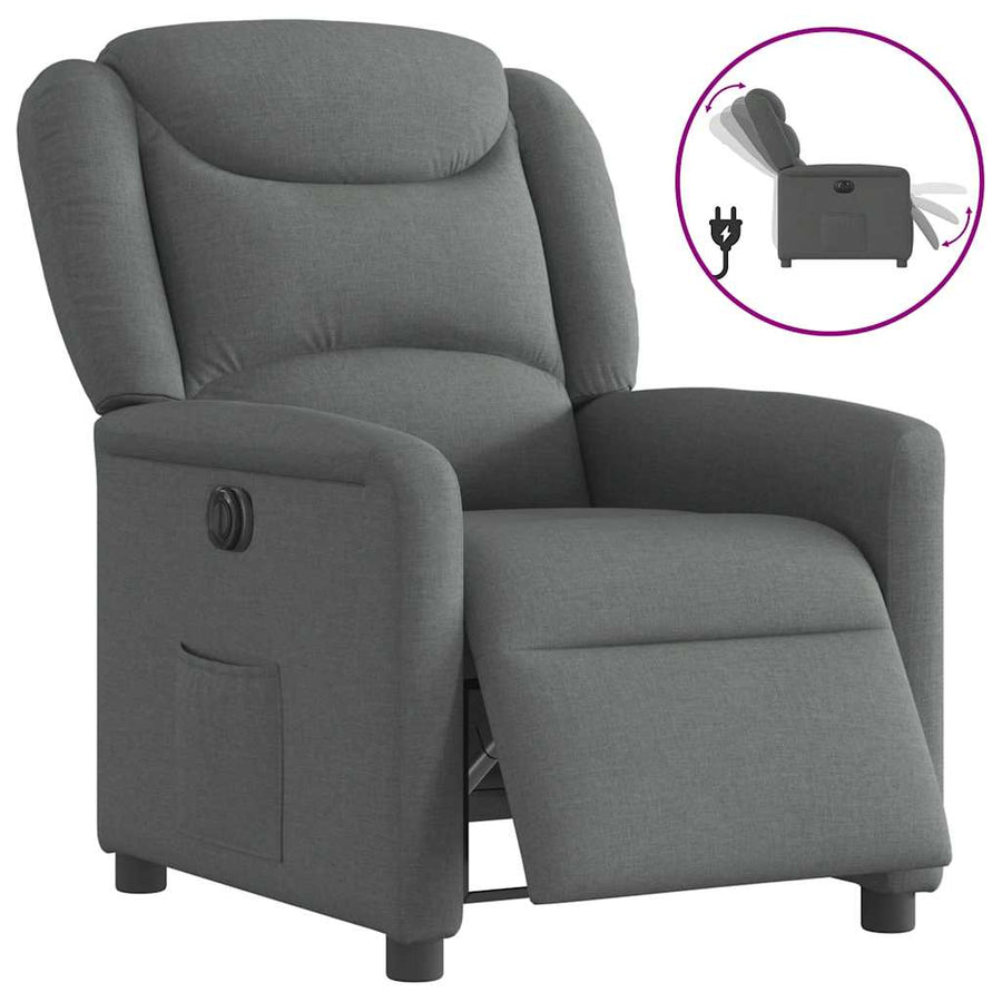 Fauteuil elektrisch verstelbaar stof donkergrijs