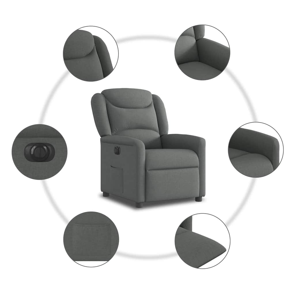 Fauteuil elektrisch verstelbaar stof donkergrijs