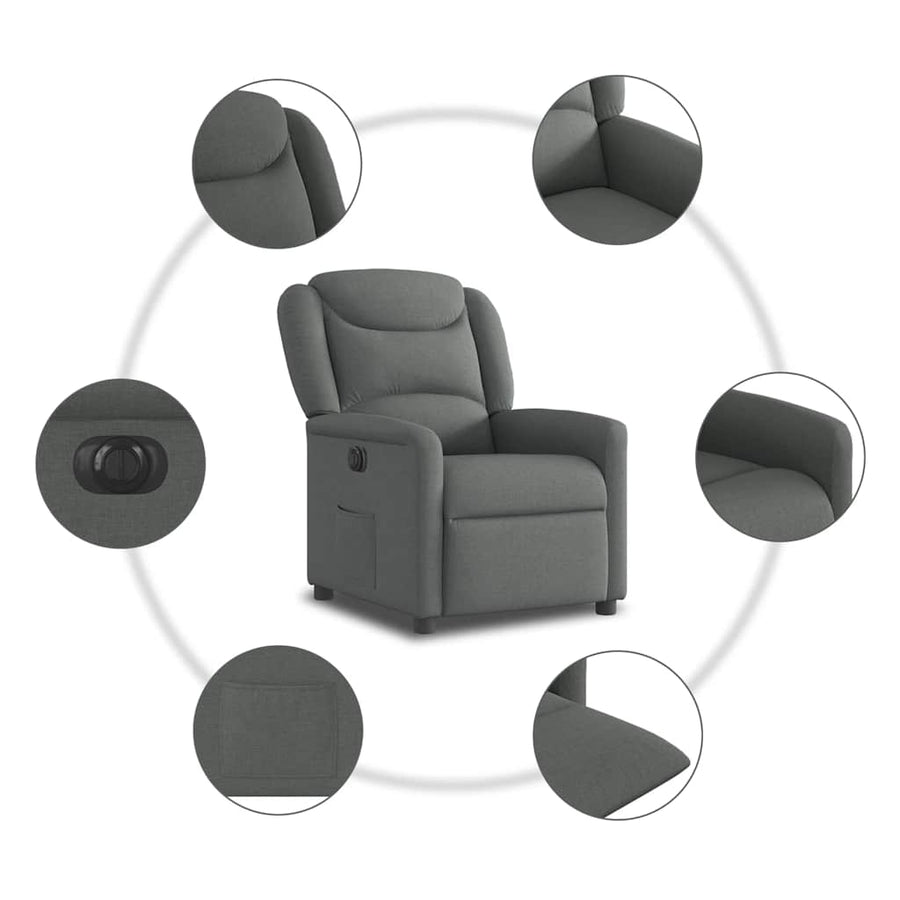 Fauteuil elektrisch verstelbaar stof donkergrijs