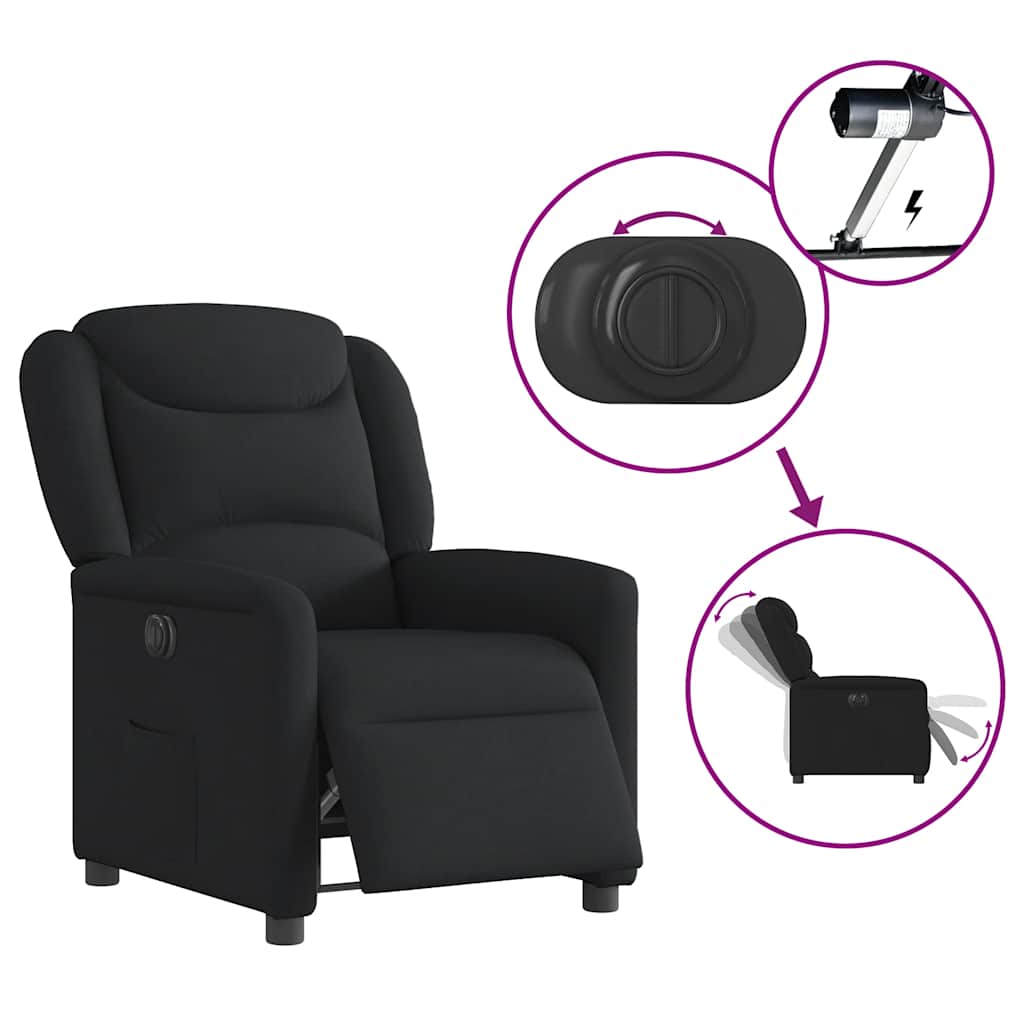 Fauteuil verstelbaar elektrisch stof zwart