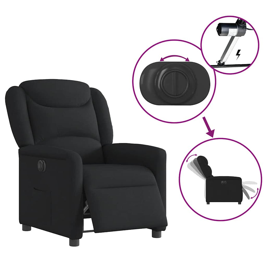 Fauteuil verstelbaar elektrisch stof zwart