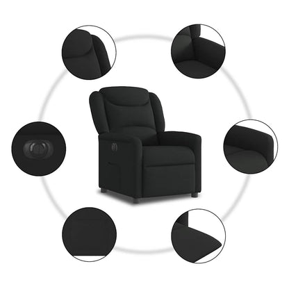 Fauteuil verstelbaar elektrisch stof zwart