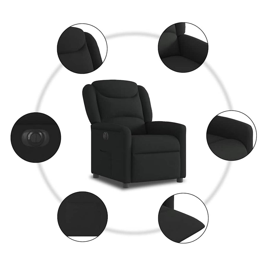 Fauteuil verstelbaar elektrisch stof zwart