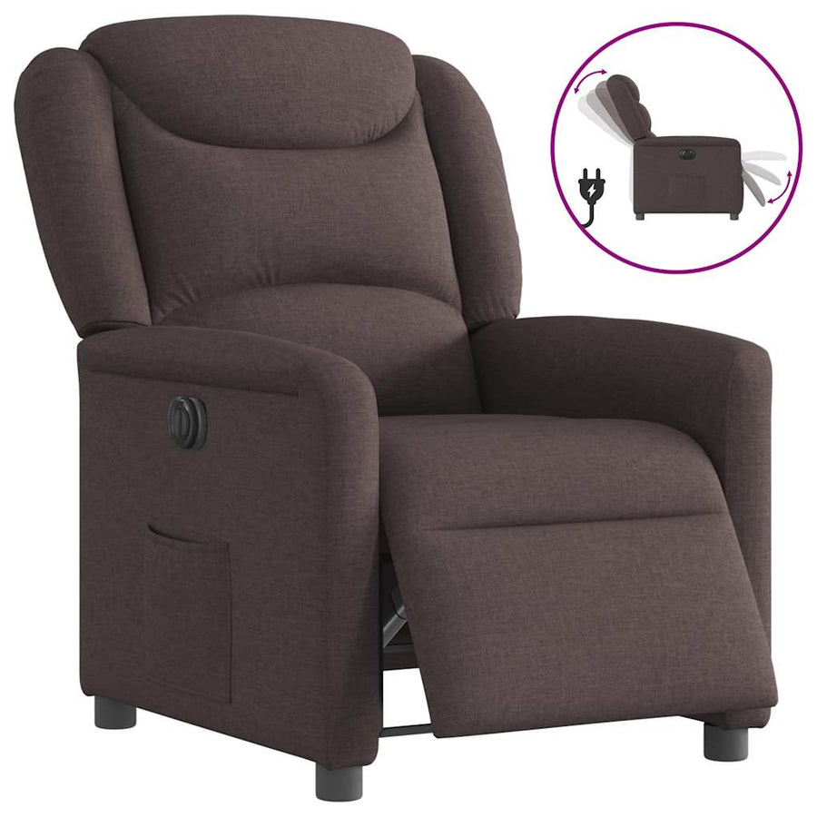 Fauteuil verstelbaar elektrisch stof donkerbruin