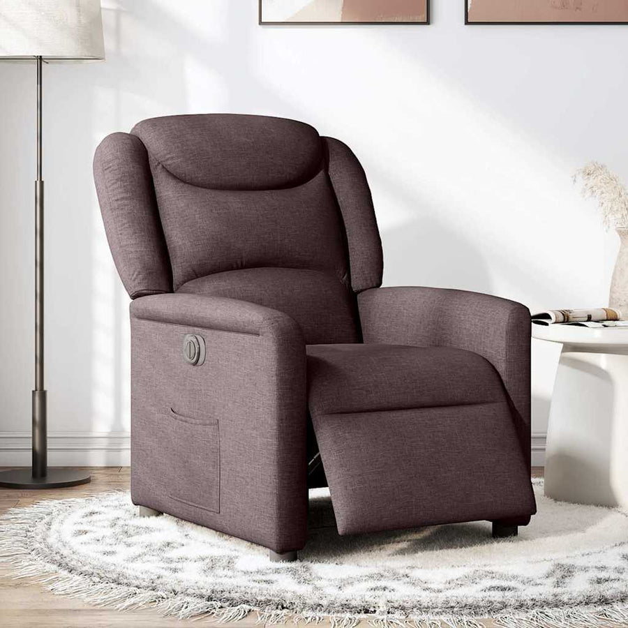 Fauteuil verstelbaar elektrisch stof donkerbruin