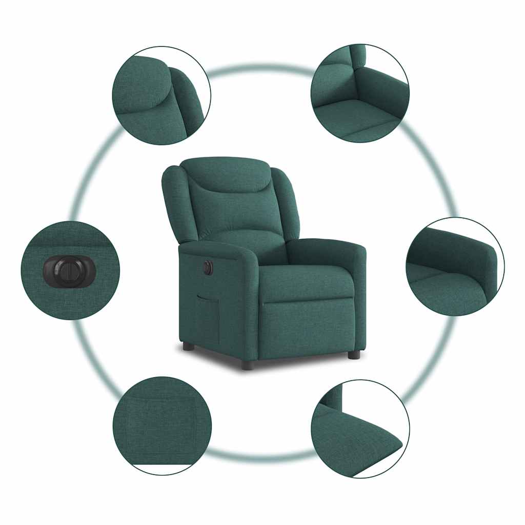 Fauteuil verstelbaar elektrisch stof donkergroen