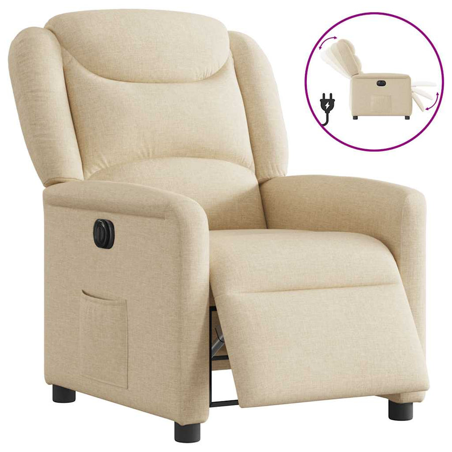 Fauteuil verstelbaar elektrisch stof crèmekleurig