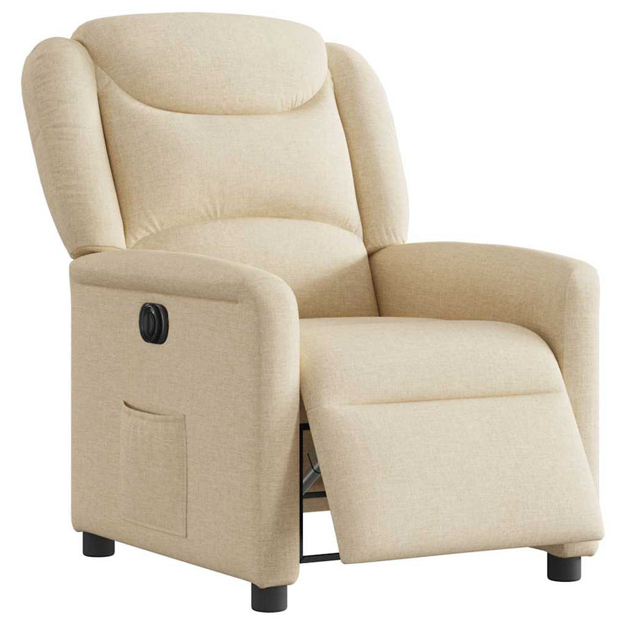 Fauteuil verstelbaar elektrisch stof crèmekleurig
