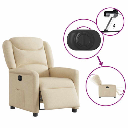 Fauteuil verstelbaar elektrisch stof crèmekleurig
