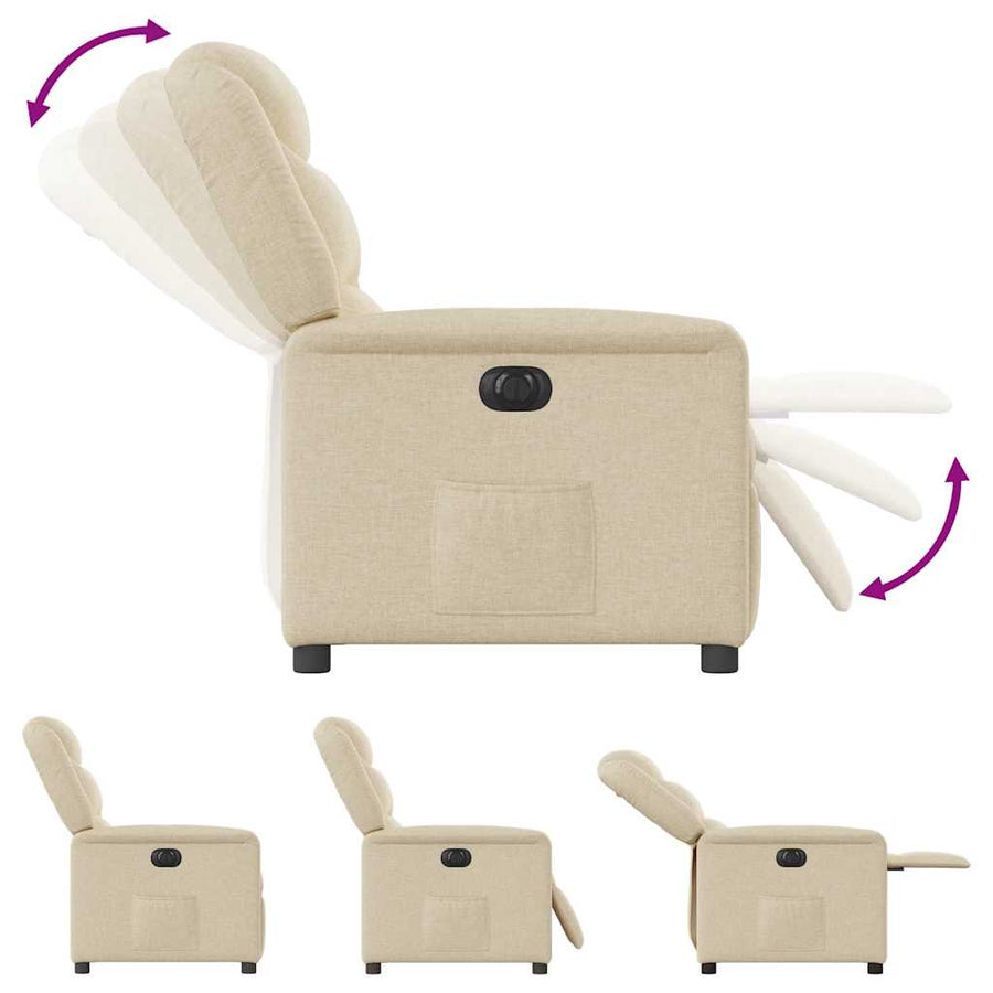 Fauteuil verstelbaar elektrisch stof crèmekleurig