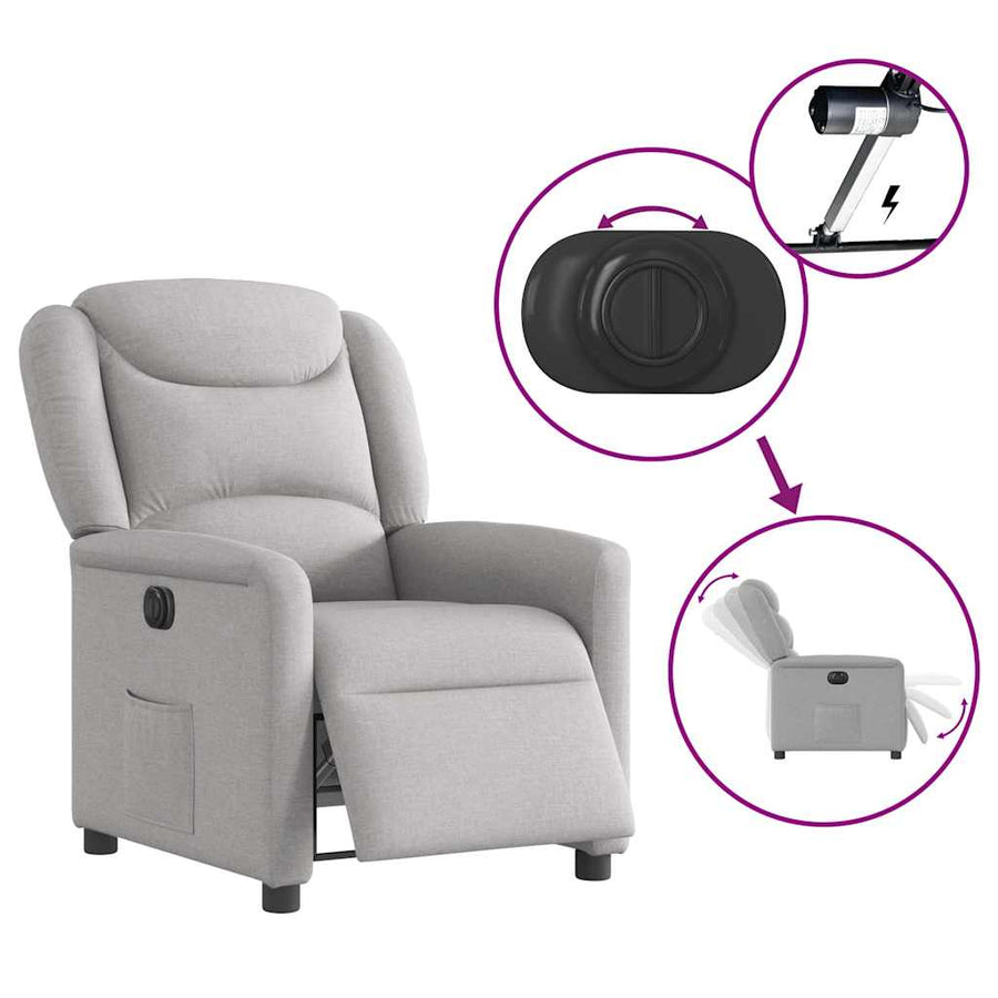 Fauteuil elektrisch verstelbaar stof wolk grijs
