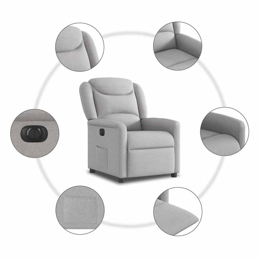 Fauteuil elektrisch verstelbaar stof wolk grijs