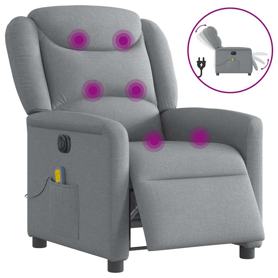 Massagestoel elektrisch verstelbaar stof lichtgrijs