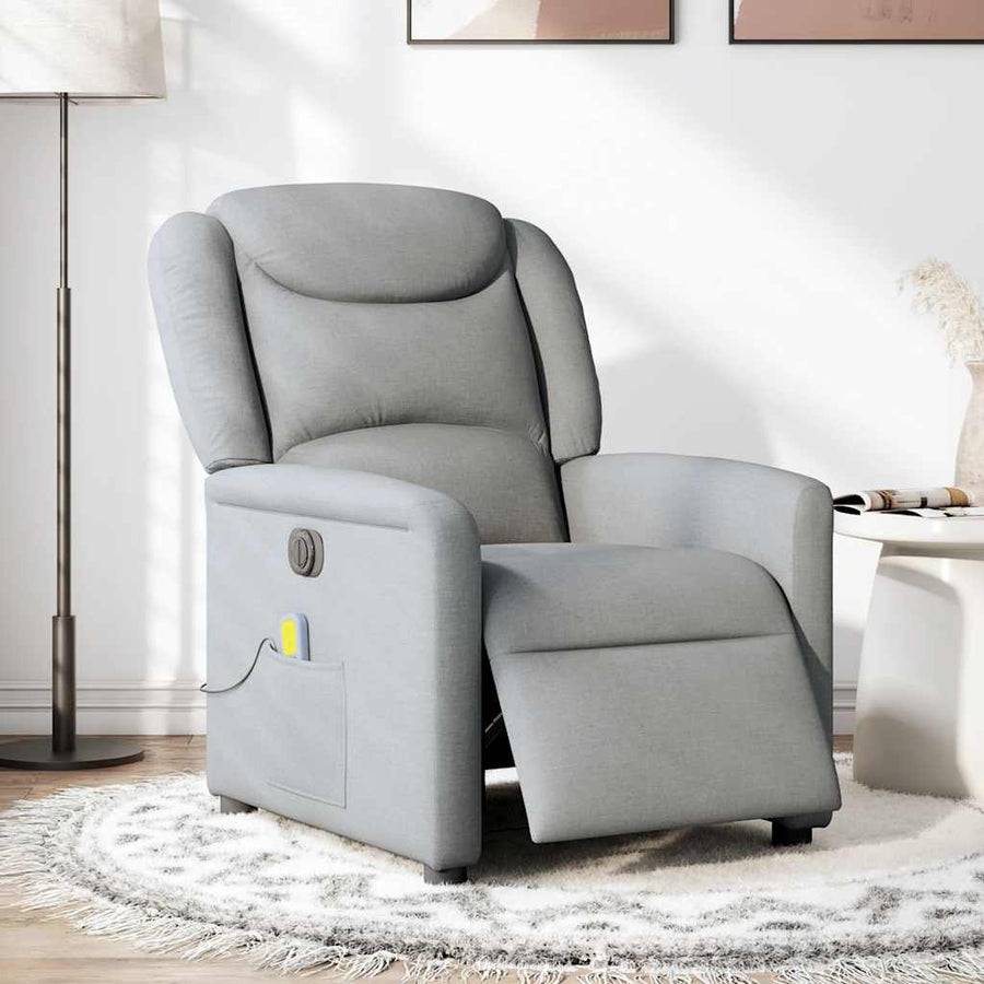 Massagestoel elektrisch verstelbaar stof lichtgrijs
