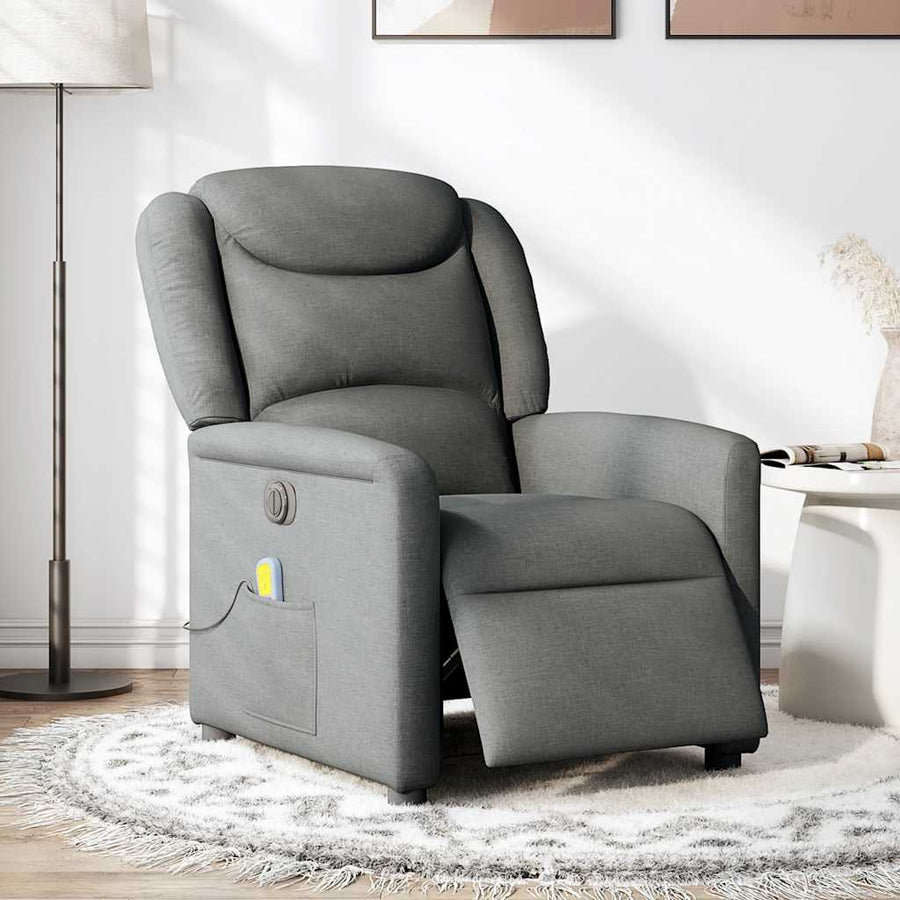 Massagestoel elektrisch verstelbaar stof donkergrijs