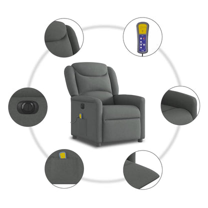 Massagestoel elektrisch verstelbaar stof donkergrijs