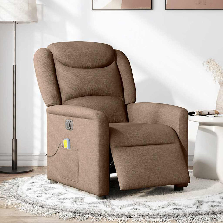 Massagestoel elektrisch verstelbaar stof bruin