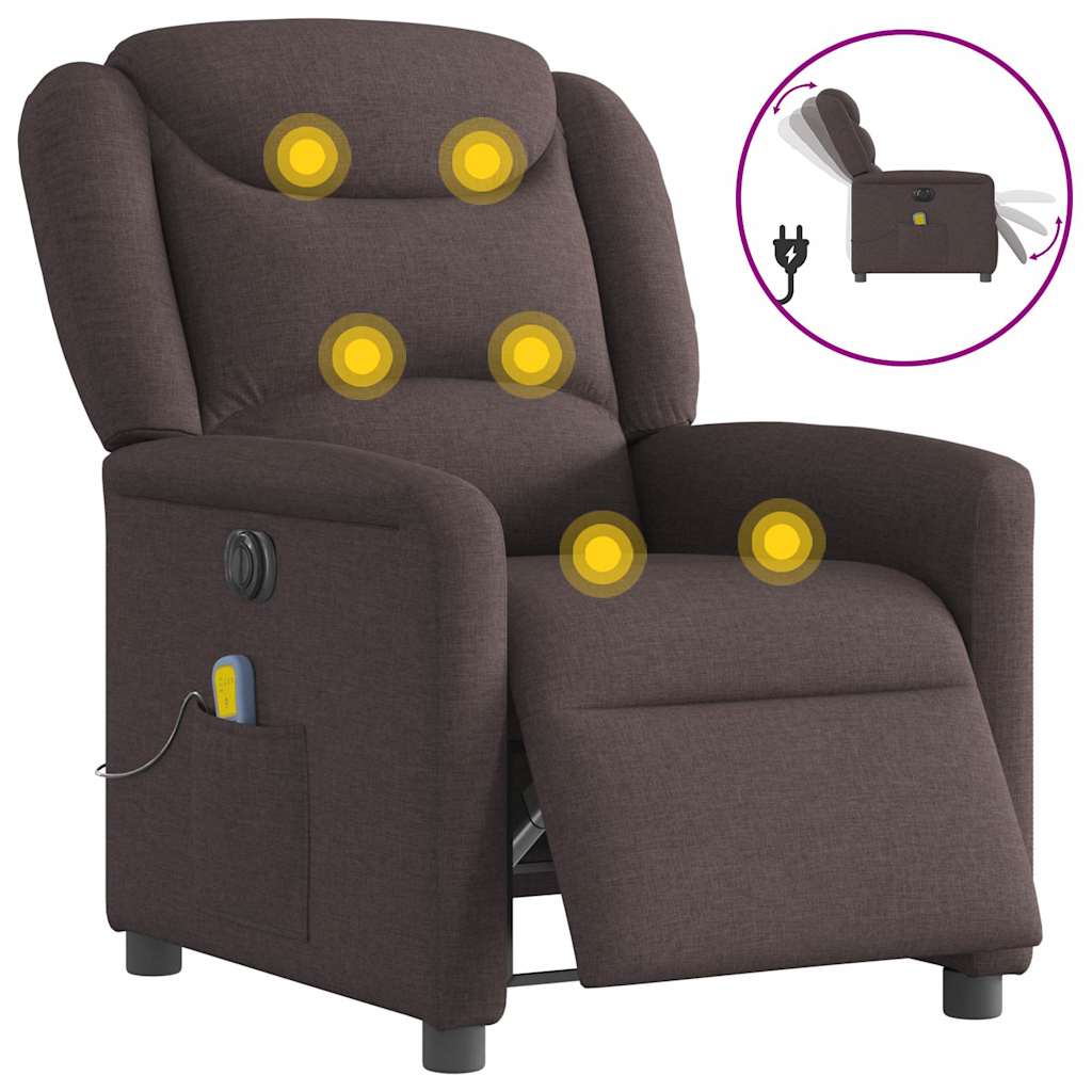 Massagestoel elektrisch verstelbaar stof donkerbruin