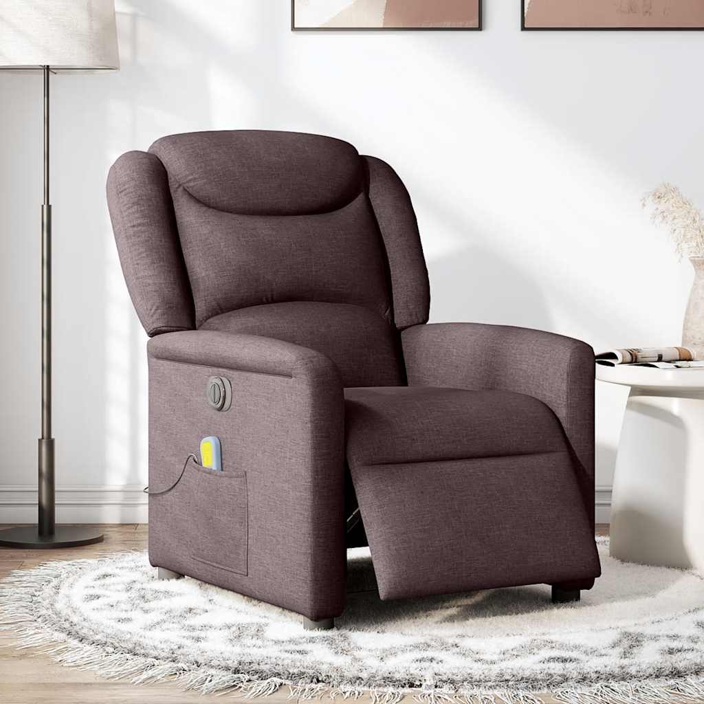 Massagestoel elektrisch verstelbaar stof donkerbruin