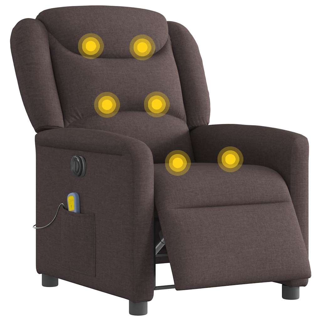 Massagestoel elektrisch verstelbaar stof donkerbruin