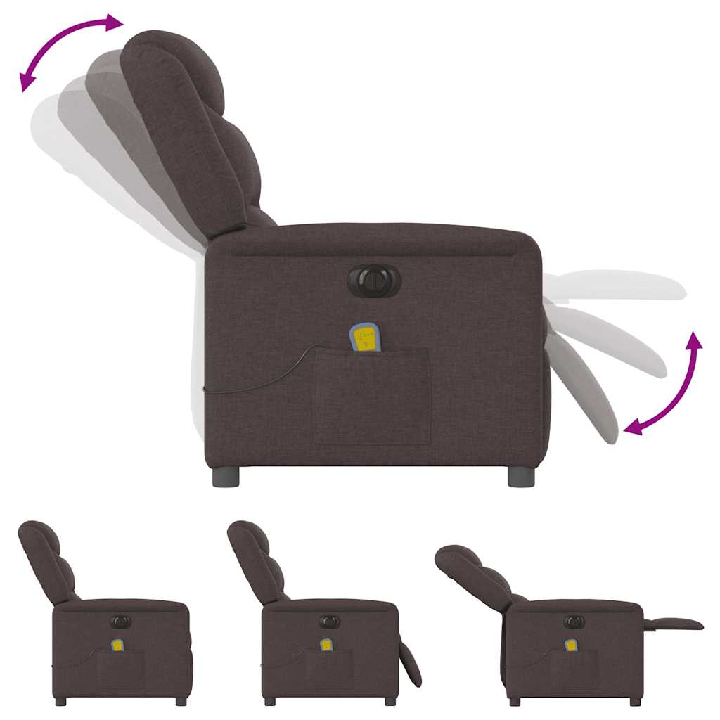 Massagestoel elektrisch verstelbaar stof donkerbruin