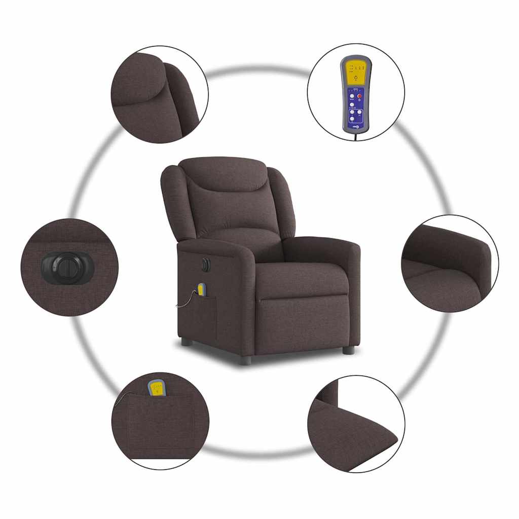 Massagestoel elektrisch verstelbaar stof donkerbruin