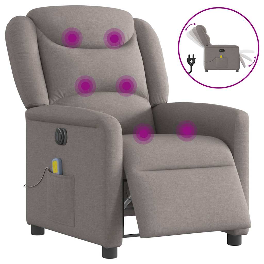 Massagestoel elektrisch verstelbaar stof taupe