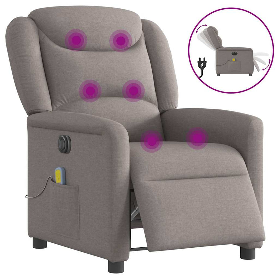 Massagestoel elektrisch verstelbaar stof taupe