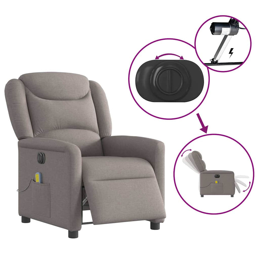 Massagestoel elektrisch verstelbaar stof taupe