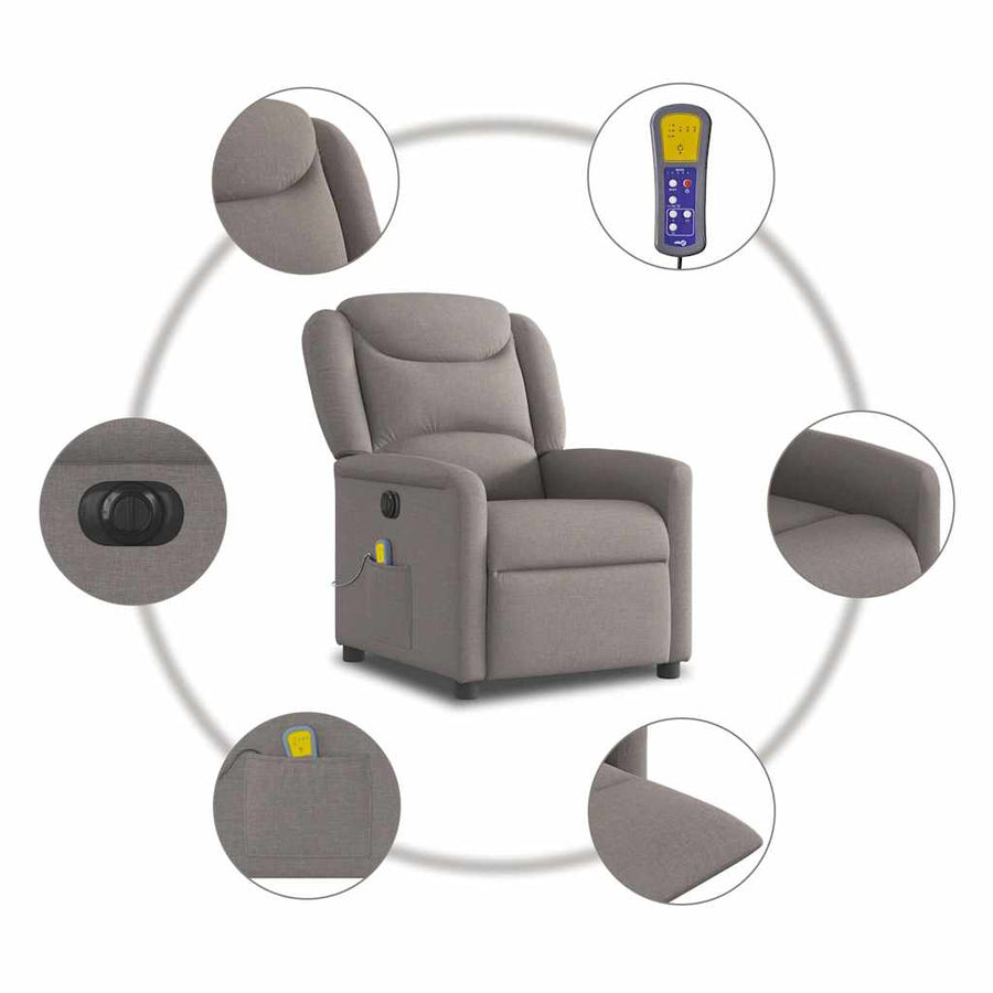 Massagestoel elektrisch verstelbaar stof taupe