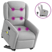 Adjustable Riser Recliner Massage Chair Fabric Cloud Grey