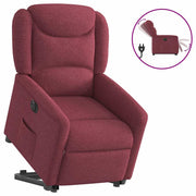 Recliner electric adjustable fabric wine red