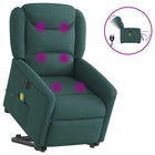 Rise and Recline Massage Chair Electric Adjustable Fabric Dark Green