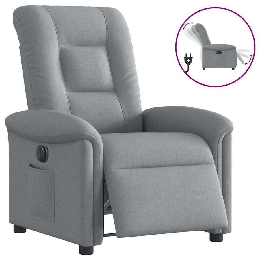 Fauteuil elektrisch verstelbaar stof lichtgrijs